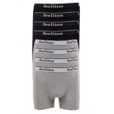 8 adet Feelline Siyah ve Gri Pamuklu Doğal Likralı Erkek Boxer 