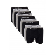 9 adet Feelline Siyah ve Gri Pamuklu Doğal Likralı Erkek Boxer 