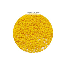 Sarı Renk 4 mm Yaklaşık 220 adet/20 gram Cam Boncuk Oya Yazma Bileklik ve Kolye 