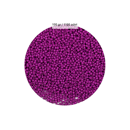 Fuşya Renk 4 mm Yaklaşık 1100 adet / 100 gram Cam Boncuk Oya Yazma Bileklik ve Kolye
