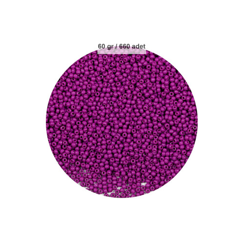 Fuşya Renk 4 mm Yaklaşık 660 adet / 60 gram Cam Boncuk Oya Yazma Bileklik ve Kolye