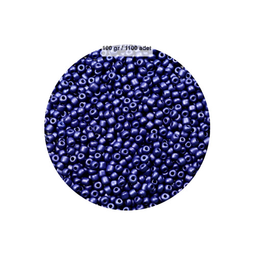 Lacivert Renk 4 mm Yaklaşık 1100 adet / 100 gram Cam Boncuk Oya Yazma Bileklik ve Kolye