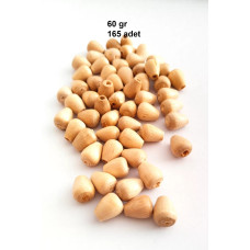 60 Gr (165 Adet) Ahşap Boncuk 12 mm boy x 10 mm en Doğal Ahşap Makrome El İşi Çanta 