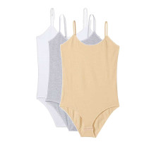 3 Adet İp Askılı Kadın Çıtçıtlı Body Beyaz Gri Ten 