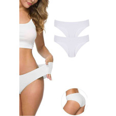 2 Adet Kadın Dikişsiz Lazer Kesim Esnek İz yapmayan Külot Beyaz 