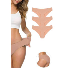 3 Adet Kadın Dikişsiz Lazer Kesim Esnek İz yapmayan Külot Ten 