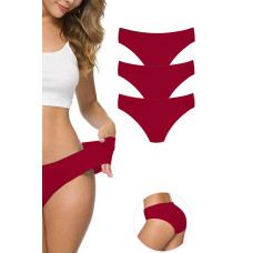 3 Adet Kadın Dikişsiz Lazer Kesim Esnek İz yapmayan Külot Bordo 