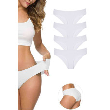 4 Adet Kadın Dikişsiz Lazer Kesim Esnek İz yapmayan Külot Beyaz 