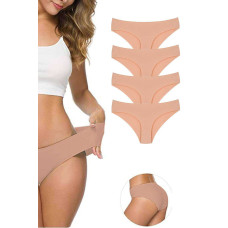 4 Adet Kadın Dikişsiz Lazer Kesim Esnek İz yapmayan Külot Ten 