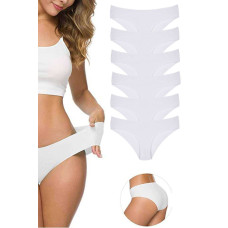 6 Adet Kadın Dikişsiz Lazer Kesim Esnek İz yapmayan Külot Beyaz 