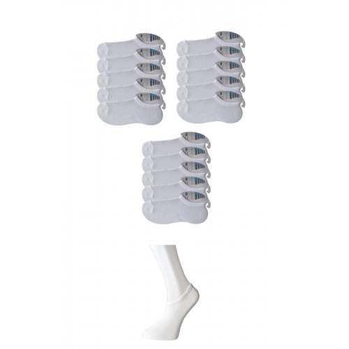 Beyaz Erkek Görünmez Çorap 15 çift