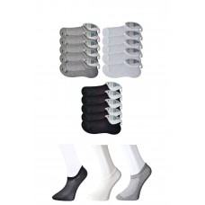 Siyah Gri ve Beyaz Erkek Görünmez Çorap 15 çift 