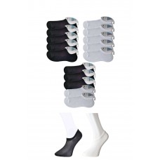 Siyah ve Beyaz Erkek Görünmez Çorap 15 çift 