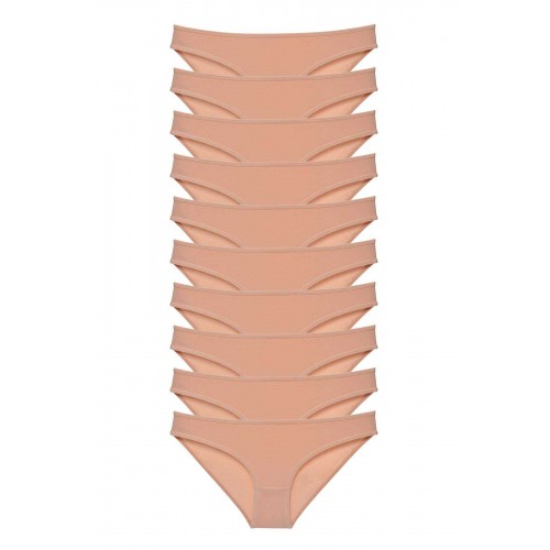 10 adet Süper Eko Set Likralı Kadın Slip Külot Ten