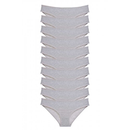 10 adet Süper Eko Set Likralı Kadın Slip Külot Gri