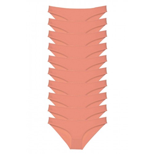 10 adet Süper Eko Set Likralı Kadın Slip Külot Pudra