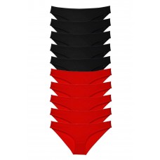 10 adet Süper Eko Set Likralı Kadın Slip Külot Siyah Kırmızı 