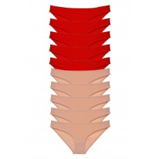 10 adet Eko Set Likralı Kadın Slip Külot Kırmızı Ten 