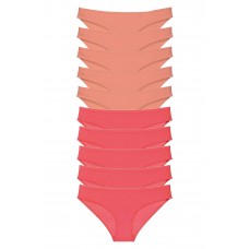 10 adet Eko Set Likralı Kadın Slip Külot Pudra Fuşya 