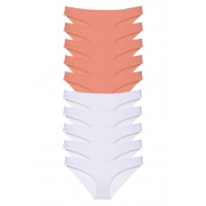 10 adet Eko Set Likralı Kadın Slip Külot Pudra Beyaz 