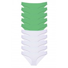 10 adet Eko Set Likralı Kadın Slip Külot Yeşil Beyaz 