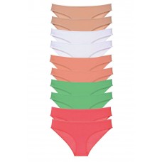 10 adet Süper Eko Set Likralı Kadın Slip Külot Ten Beyaz Pudra Yeşil Fuşya 