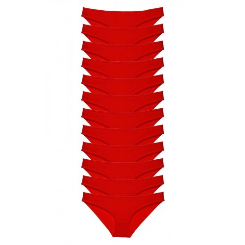 12 adet Süper Eko Set Likralı Kadın Slip Külot Kırmızı