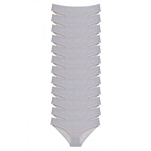 12 adet Süper Eko Set Likralı Kadın Slip Külot Gri