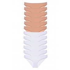 12 adet Süper Eko Set Likralı Kadın Slip Külot Ten Beyaz