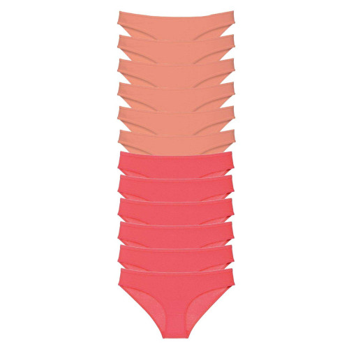 12 adet Eko Set Likralı Kadın Slip Külot Pudra Fuşya