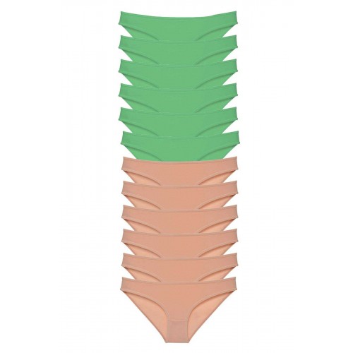 12 adet Süper Eko Set Likralı Kadın Slip Külot Yeşil Ten