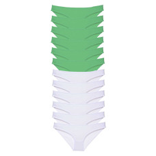 12 adet Eko Set Likralı Kadın Slip Külot Yeşil Beyaz 