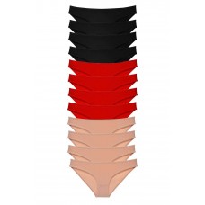 12 adet Süper Eko Set Likralı Kadın Slip Külot Siyah Kırmızı Ten 