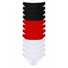 12 adet Süper Eko Set Likralı Kadın Slip Külot Siyah Kırmızı Beyaz