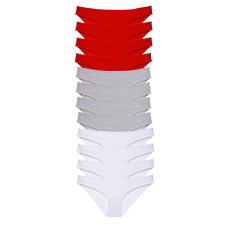 12 adet Süper Eko Set Likralı Kadın Slip Külot Kırmızı Gri Beyaz 