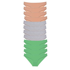 12 adet Süper Eko Set Likralı Kadın Slip Külot Ten Gri Yeşil 