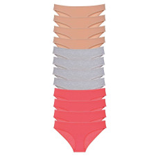 12 adet Süper Eko Set Likralı Kadın Slip Külot Ten Gri Fuşya 