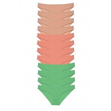 12 adet Süper Eko Set Likralı Kadın Slip Külot Ten Pudra Yeşil