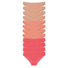 12 adet Süper Eko Set Likralı Kadın Slip Külot Ten Pudra Fuşya 