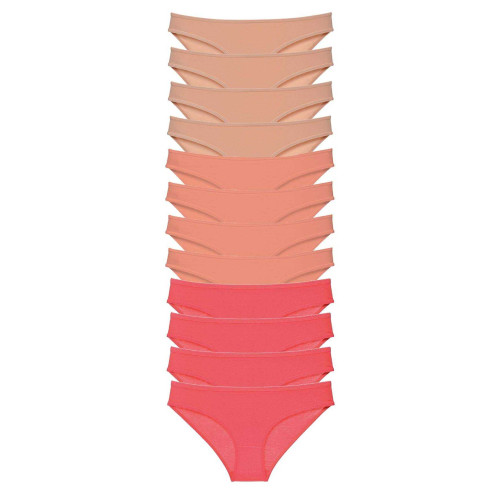 12 adet Süper Eko Set Likralı Kadın Slip Külot Ten Pudra Fuşya