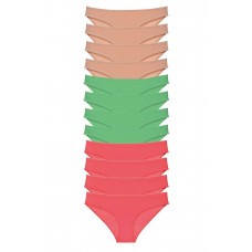 12 adet Süper Eko Set Likralı Kadın Slip Külot Ten Yeşil Fuşya