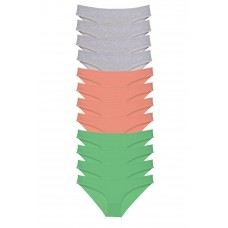 12 adet Süper Eko Set Likralı Kadın Slip Külot Gri Pudra Yeşil