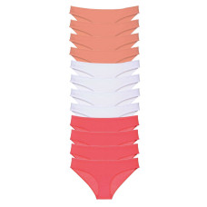 12 adet Süper Eko Set Likralı Kadın Slip Külot Pudra Beyaz Fuşya 