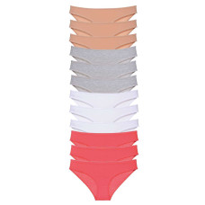 12 adet Süper Eko Set Likralı Kadın Slip Külot Ten Gri Beyaz Fuşya 