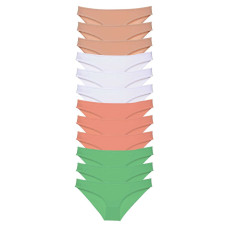 12 adet Süper Eko Set Likralı Kadın Slip Külot Ten Beyaz Pudra Yeşil 