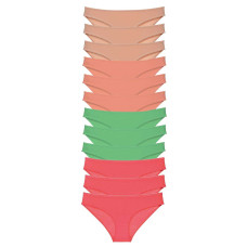 12 adet Süper Eko Set Likralı Kadın Slip Külot Ten Pudra Yeşil Fuşya 