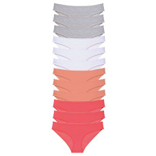 12 adet Süper Eko Set Likralı Kadın Slip Külot Gri Beyaz Pudra Fuşya 