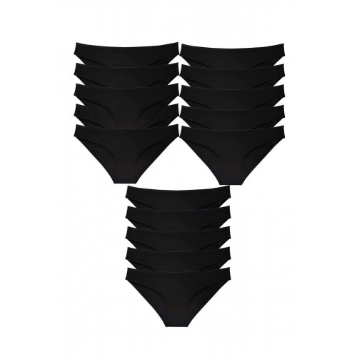 15 adet Süper Eko Set Likralı Kadın Slip Külot Siyah