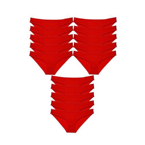 15 adet Süper Eko Set Likralı Kadın Slip Külot Kırmızı