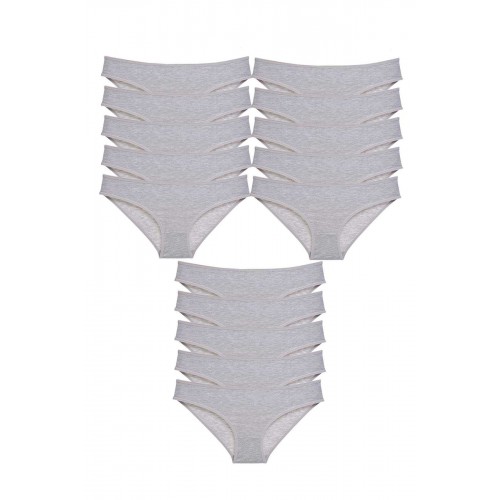 15 adet Süper Eko Set Likralı Kadın Slip Külot Gri